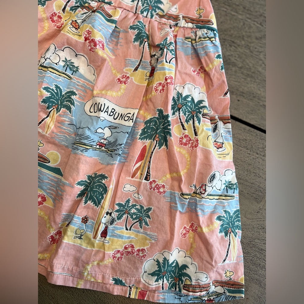 Reyn Spooner x Peanuts Girls Sundress Size 2 T Surfing Snoopy Back Zip - Picture 4 of 11